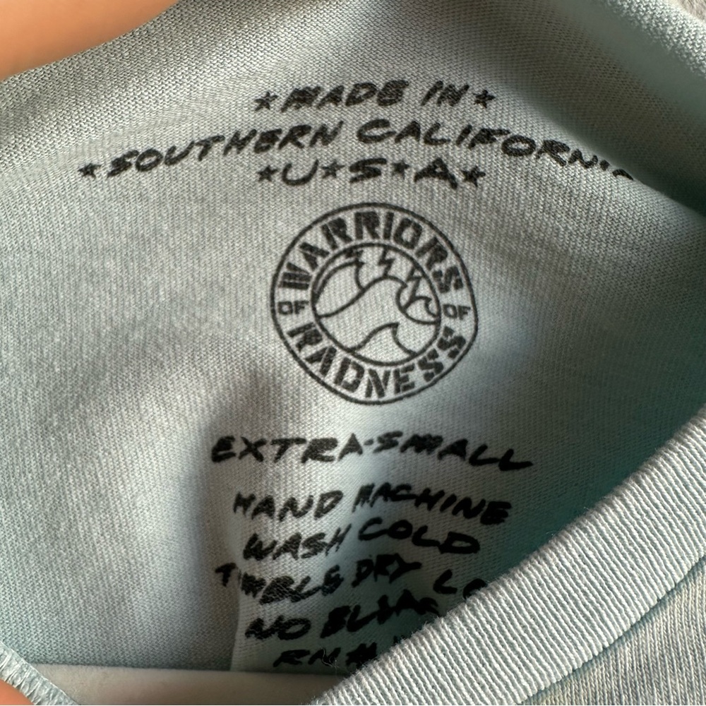 Vintage American Apparel So Cal Graphic Short Sleeve Tie Back Crop Tee Turquoise - Picture 9 of 10